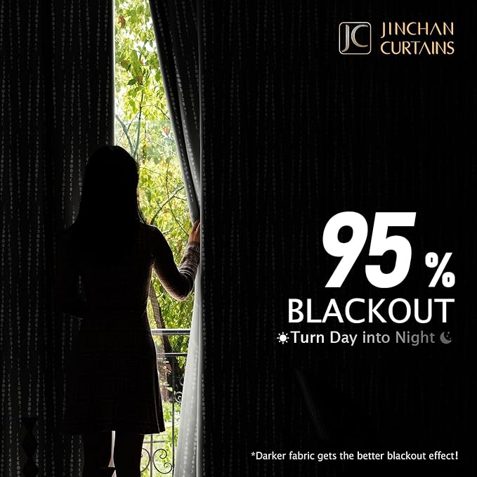 jinchan 95% Blackout Bohemian Moon Phase Print Bedroom Drapes 63 Inch Length Grey Pole Mouth Rear Label Insulated Curtains for Nursery Grey Curtain Set 2 Panels