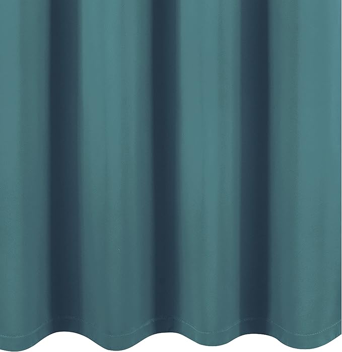 LEMOMO 100% Blackout Curtains 52 x 72 Inch/Sea Teal Curtains 2 Panels with Black Lining Room Darkening Thermal Insulated Bedroom Curtains