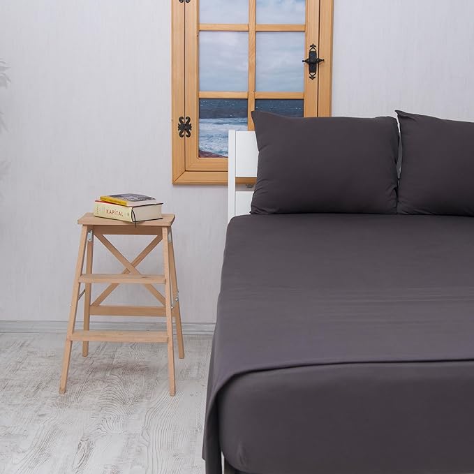 100% Cotton Bed Sheet Set with Deep Pocket - T-Shirt Fabric Jersey Knit - Extra Soft - Easy Fit - 4 Piece Set with Pillowcases - All Season - Comfy – 4 pcs (Anthracite, King)
