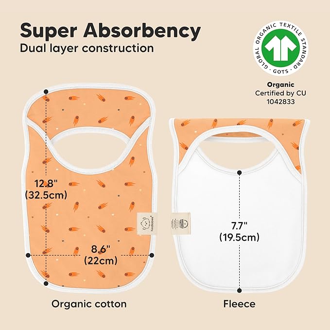 KeaBabies 8-Pack Baby Bibs for Boys, Girls - Pullover Bibs for Drooling Teething Baby Girl & Boy Toddler, Newborn, Soft & Absorbent, Cute Colors, Large Torso Coverage Keep Infant Clean & Dry (Cosmo)