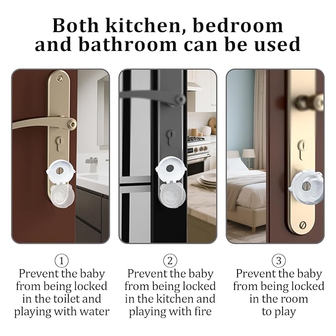 2 Pack Deadbolt Child Safety Lock Cover - Child Proof Deadbolt Cover & Door Knob Protector, Deadbolt Lock Cover for Kids, Prevents Accidental Locking (Fits Standard Locks) (White Big)