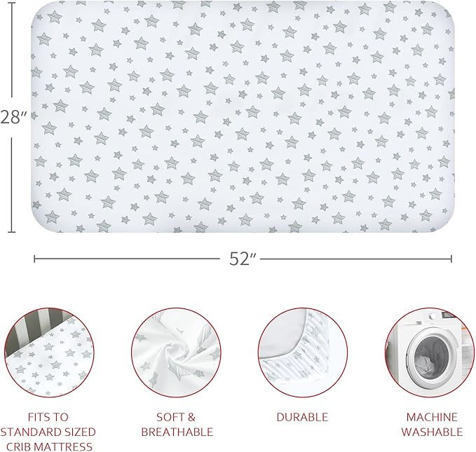 Crib Sheets for Boys or Girls 4 Pack, Fitted Crib Sheet for Standard Size Crib and Toddler Mattresses, Soft and Breathable Crib Sheets Baby Gift Boy Set, White