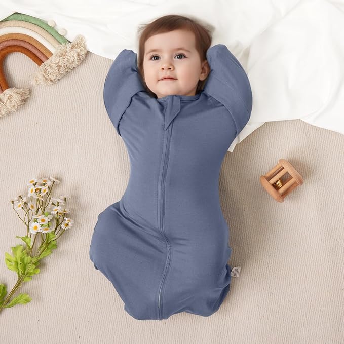 MEXXI Swaddle Baby Sleep Sack With Arms Up, 2 Pack Baby Transitional Swaddle with Double Zipper,0.5 TOG, 8-13 lbs, S
