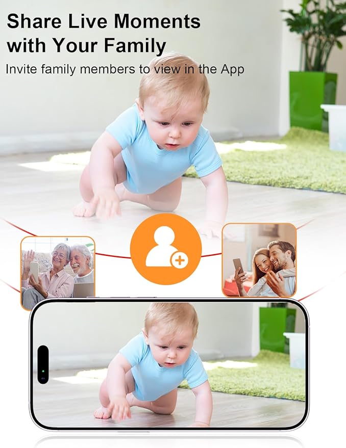 Smart Baby Monitor with App and 5" Display, Dual Mode (WiFi & No WiFi FHSS), 1080P HD Video, 360° Pan-Tilt-Zoom with Motion Tracking, 36H Battery, Cry & Temp Alerts, White Noise, Night Vision