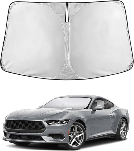 Econour Windshield Sunshade for Ford Mustang 2015-2024 2025 2026, Sun Visor for Front Windshield & Window Sun Shade Cover, UV Heat Blocker & Protector, Car Accessories