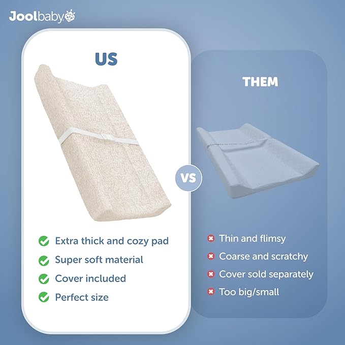 Jool Baby Serenity Soft Changing Pad + Washable Cover, Non-Slip - Fits Standard Changing Tables & Dressers (Wave Pattern, Oatmilk)