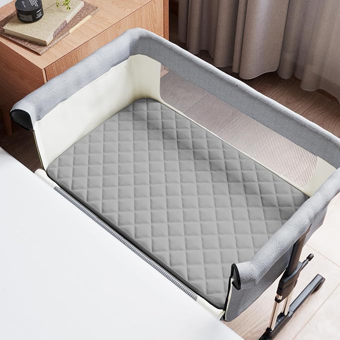 Bassinet Mattress Pad Cover Fit for AirClub/AMKE 3 in 1/HARPPA/TCBunny/MiClassic and Milliard Bedside Sleeper, Waterproof Bassinet Mattress Protector Quilted Bassinet Sheets (21" x 35") 2 Pack