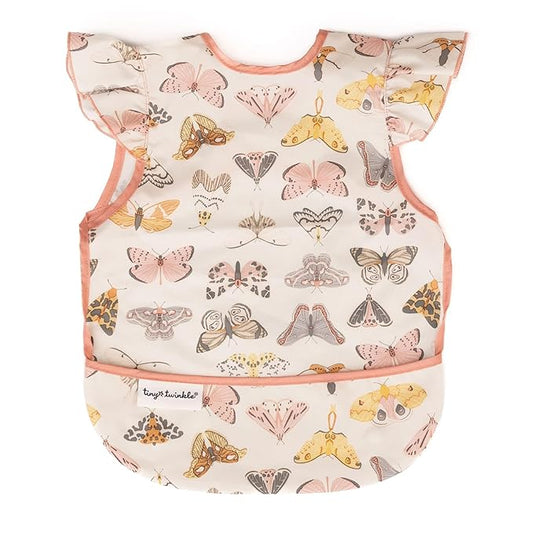 Tiny Twinkle Mess Proof Baby Bib for Girls | Waterproof Toddler Bib for Eating | Baby Apron for Feeding | Machine Washable | Perfect Shower Gift (Flutter, 2-4Y)
