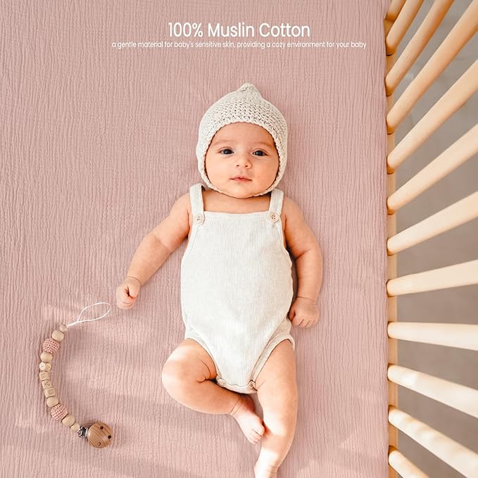 lulumoon Fitted Crib Sheets 2-Pack: Soft Muslin Cotton for Standard Crib - Boho Floral Print for Baby Girls Nursery Bedding & Gift