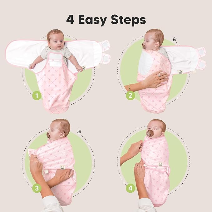 Baby Swaddle Sleep Sacks with Zipper - 3-Pack Swaddles for Newborns 0-3 Months, Infant, Baby Girls, Boys, Soft & Durable Newborn Sleep Sack, Easy Diaper Change Swaddling Blanket (Blossom)