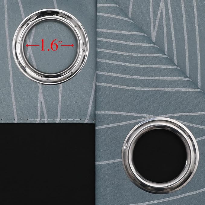 Estelar Textiler Blackout Curtains 102 Inches Long 2 Panels for Living Room, Stone Blue and Greyish White Thermal Insulated Full Light Blocking Ombre Grommet Drapes for Bedroom, 52Wx102L