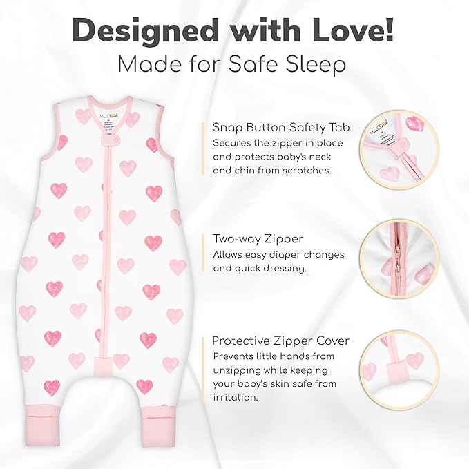 Mama Cheetah Toddler Sleep Sack with Feet 2T, 0.5 TOG Organic Cotton Baby Wearable Blankets with Legs, Baby Sleeping Bag for Walkers, Early Walker Medium