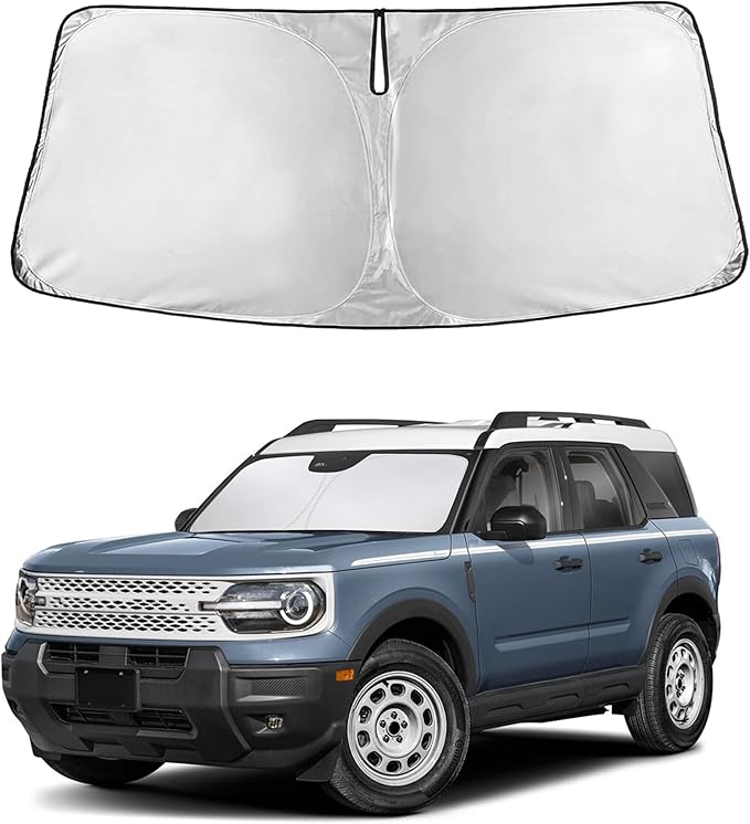 EcoNour Windshield Sun Shade Compatible for Ford Bronco Sport 2021–2026 | SUV Front Window Sunshade | Foldable Sun Visor Protector | UV & Heat Blocking | Keeps Interior Cooler