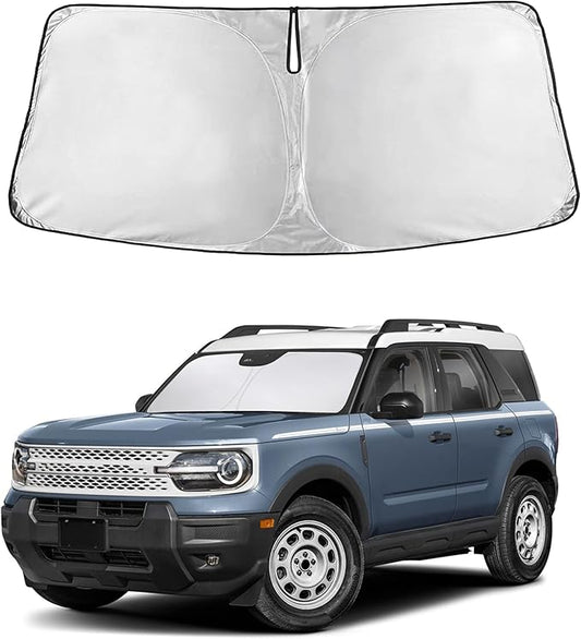 EcoNour Windshield Sun Shade Compatible for Ford Bronco Sport 2021–2026 | SUV Front Window Sunshade | Foldable Sun Visor Protector | UV & Heat Blocking | Keeps Interior Cooler