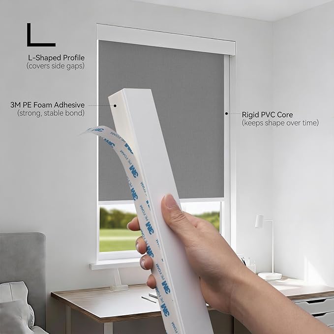 ZSTARR PVC Light Gap Blockers Blackout Light Blockers Side Tracks for Window Shades and Blinds Room Darkening Light Blocking Strips Easy to Install for Home Bedroom Nursery (White, 79",2Pcs)