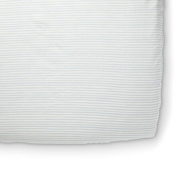 Pehr Striped Crib Sheet, Stripes Away Sea | Breathable Brushed Organic Cotton for Soft Sleep | Snug Fit | Giftable Reusable Fabric Bag Packaging | Standard Crib Mattresses up to 52”L x 28”W x 8”H