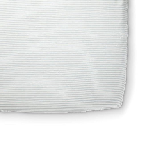Pehr Striped Crib Sheet, Stripes Away Sea | Breathable Brushed Organic Cotton for Soft Sleep | Snug Fit | Giftable Reusable Fabric Bag Packaging | Standard Crib Mattresses up to 52”L x 28”W x 8”H