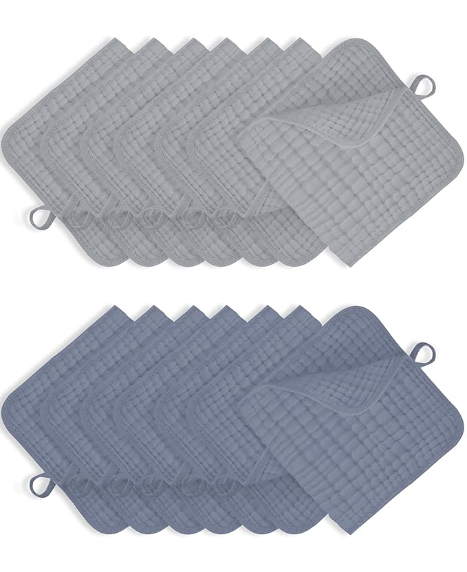 TRYISDICDVC 14Pack Muslin Baby Burp Cloths 100% Cotton 20"X10" Soft Absorbent Quick Drying Newborn Drool Baby Face Washcloths