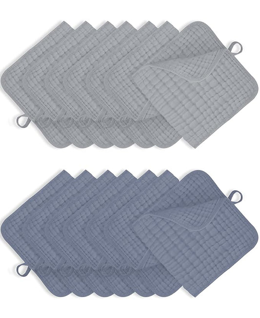 TRYISDICDVC 14Pack Muslin Baby Burp Cloths 100% Cotton 20"X10" Soft Absorbent Quick Drying Newborn Drool Baby Face Washcloths