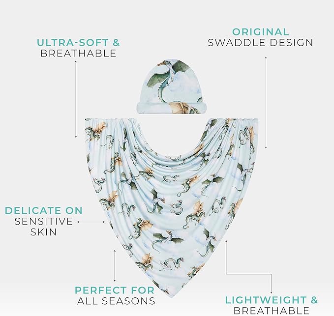 Posh Peanut Baby Swaddle Blanket & Beanie - Matching Newborn Swaddle Set, Doubles As Receiving Blanket or Nursing Cover