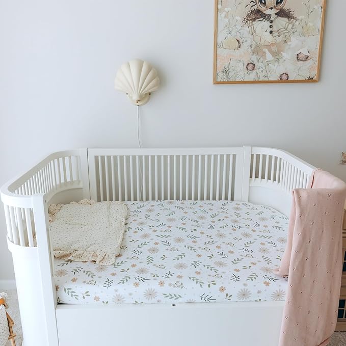Dreamology Muslin Crib Sheet for Boys, Girls, 1-Pack, 100% Cotton Crib Sheets Fitted for Standard Cribs and Toddler Beds, Toddler Bed Sheets, 28x52 Standard Crib Sheet | Flowers