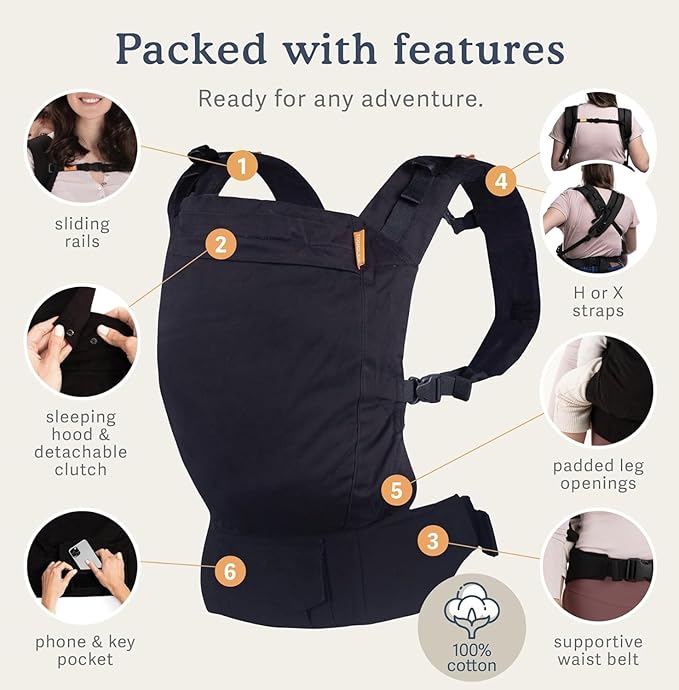 Beco Toddler Carrier (20-60 lbs) with Extra Wide Seat, 100% Cotton - Front-Carry & Backpack Style - Lightweight & Ergonomic Sling Carrier for Children from 18months - Grey