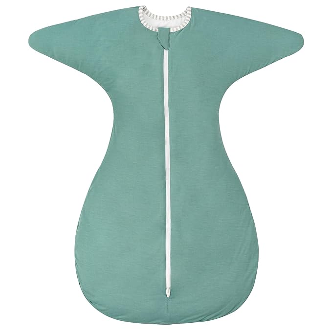 ZIGJOY Shark-Fin Transitional Swaddle for Newborn - 2.5 Tog Rayon Made from Bamboo Transition Swaddle Sleep Sack 6-12 Months Baby Arms Up Swaddle Blanket with 2-Way Zipper, Mint Green