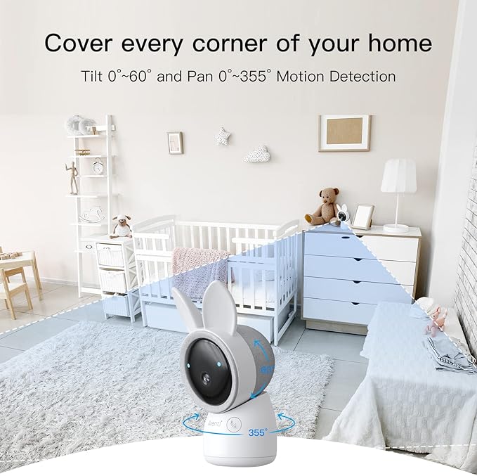 ARENTI Baby Mnitor 3T with 360° View, 2K Temp & Humidity Sensor, Night Vision & Two-Way Audio