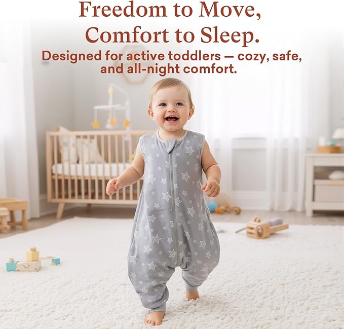littogoose 1.0 TOG Toddler Sleep Sack with Legs, Baby Wearable Blanket for 6-18-36 Months 3T-4T, Early Walker Baby