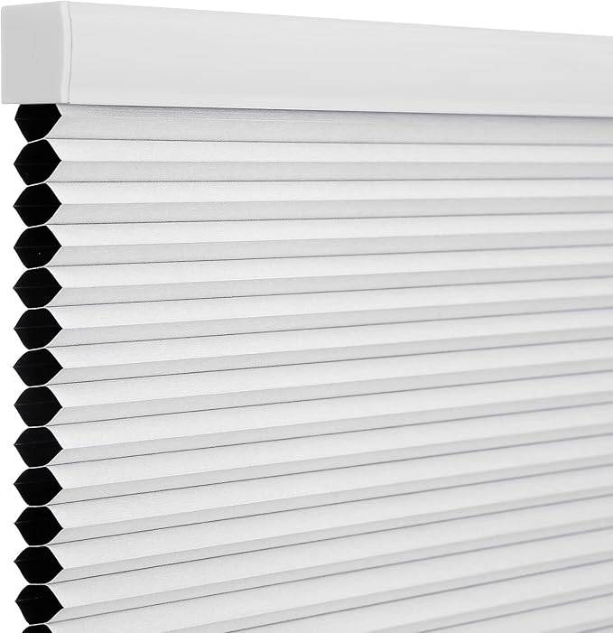 Changshade Blackout Blinds, Cordless Cellular Shades, Honeycomb Blackout Shades, Room Darkening Blinds, Pull Down Window Shades, Easy to Install Honeycomb Window Blinds for Home&Office, White