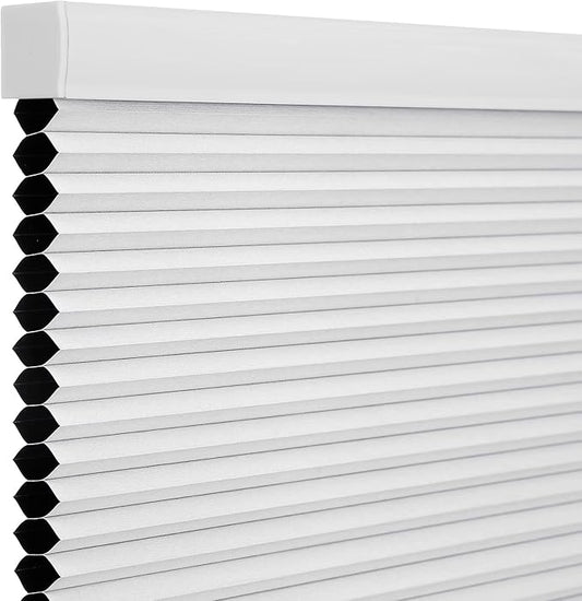 Changshade Blackout Blinds, Cordless Cellular Shades, Honeycomb Blackout Shades, Room Darkening Blinds, Pull Down Window Shades, Easy to Install Honeycomb Window Blinds, 29" W x 64" H, White