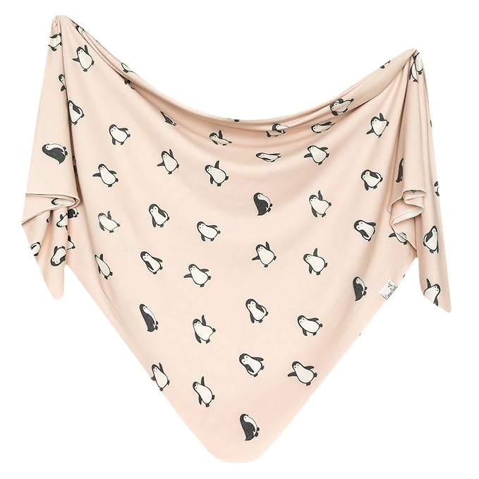 Copper Pearl Penguins Knit Blanket Single