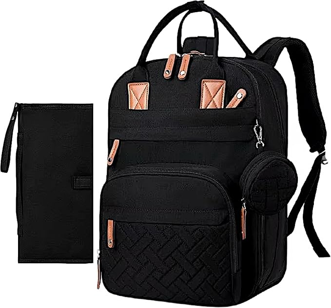 Baby Diaper Bag Backpack - Large Sturdy Bag for Boys & Girls, Changing Pad & Pacifier Case, Large Capacity, Insulated Pockets, Waterproof, Stroller Straps & Carry-on Straps, Unisex - Black