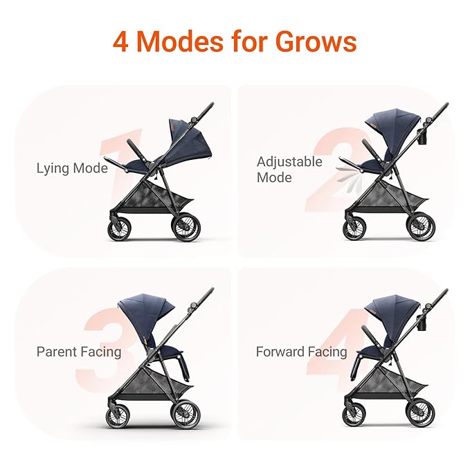 MAMAZING Air Lux Baby Stroller, Carbon Fiber Frame Only 15.8lbs, Compact Fold Toddler Stroller with Reversible All-Season Seat, Included UPF 50+ Canopy, Large Storage Basket, Magnetic Buckle Harness