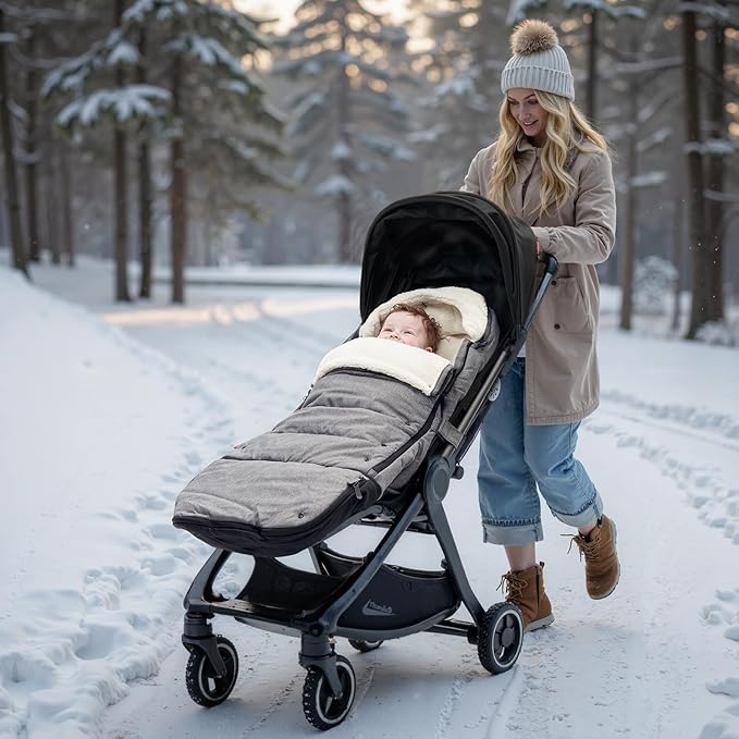 Momcozy Stroller Footmuff Universal | Easily Attaches to Most Strollers | Ultra-Plush,Weather-Proof | Deluxe Warm Stroller Bunting Bag | Extendable Stroller Cover for Winter | Adjustable Buckle