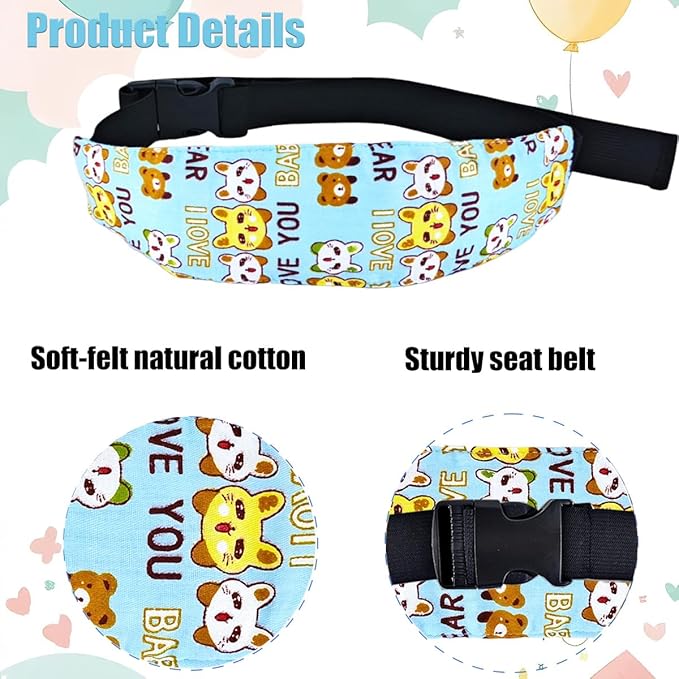 4 Pcs Baby Car Seat Head Support Toddler Infant Head Support Neck Relief Strap Headrest Sleeping Traveling for Kids Children Child Baby(Bear, Rabbit, Elephant, Brown Elephant)