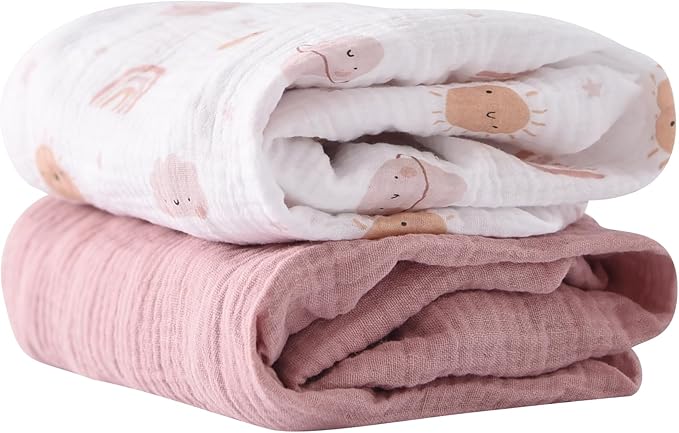 Organic Cotton Muslin Bassinet Sheets, 2 Pack – Soft, Breathable, Universal Fit for Oval, Rectangle & Hourglass Mattresses, Machine Washable, Neutral Colors for Baby Boys & Girls