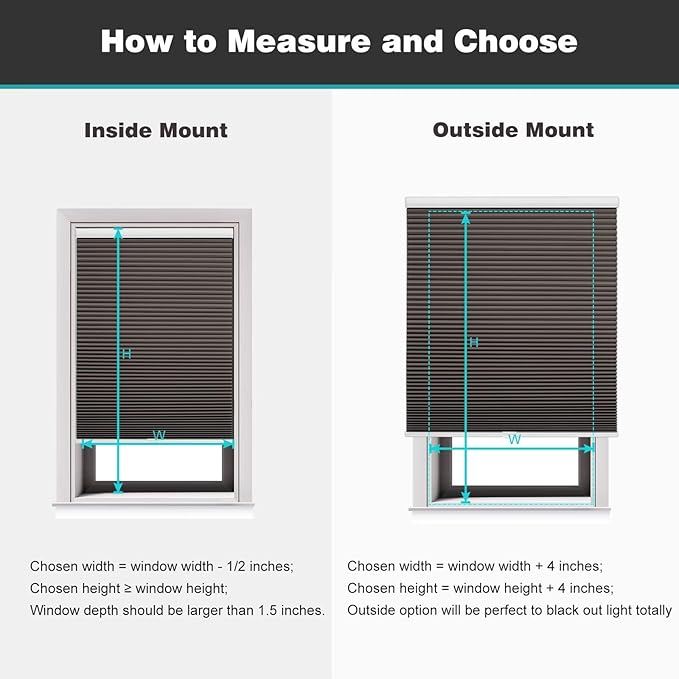 Changshade Blackout Blinds, Cordless Cellular Shades, Honeycomb Blackout Shades, Room Darkening Blinds, Pull Down Window Shades, Easy to Install Honeycomb Window Blinds, 34" W x 72" H, Taupe