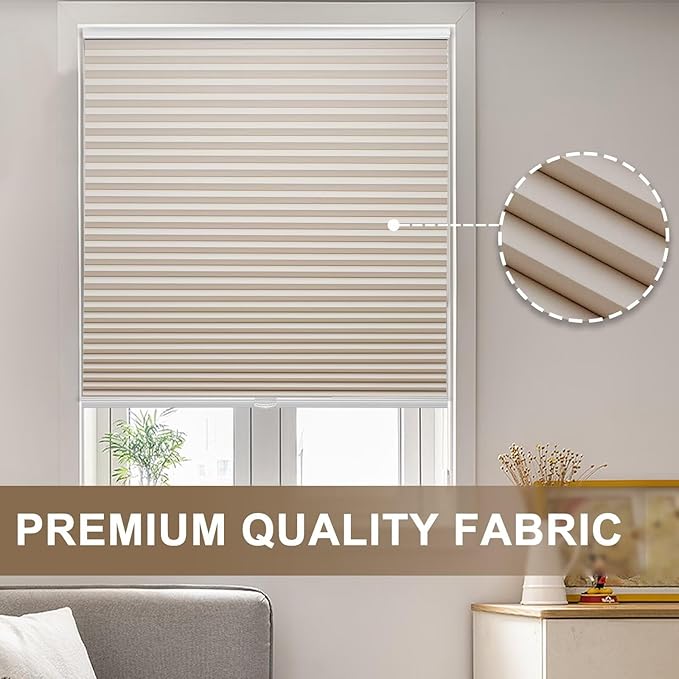 MYshade Cordless Blackout Cellular Shades, 1.5" Honeycomb Window Blinds for Bedroom & Nursery, Thermal Insulated, Noise Reducing, Privacy Shades, Inside or Outside Mount (48" W x 72" H, Beige)