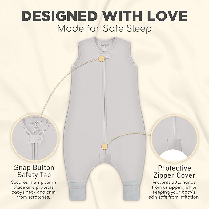 Toddler Sleep Sack with Feet, 0.5 TOG Organic Cotton Baby Sleeping Bag with Legs, Baby Wearable Blankets for Walkers w/ 2-Way Zipper, Baby Sleep Sack for Girls & Boys, Early Walker 6-18 Month