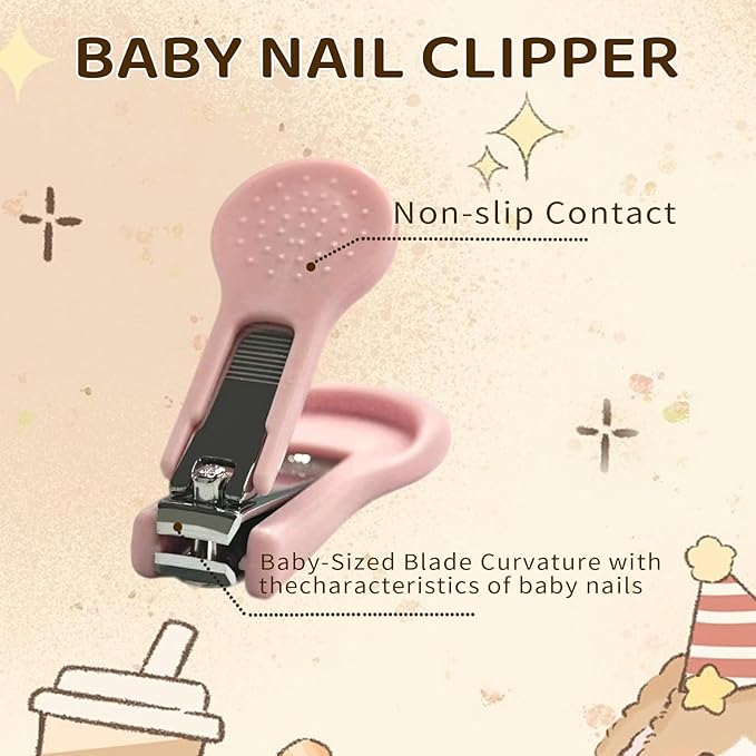 Baby Nail Kit with Cute Owl Case – Newborn Manicure & Pedicure Set with Nail Clipper, Scissors, File & Tweezers for Infant and Toddler Care (Gift for Mom) (Pink)