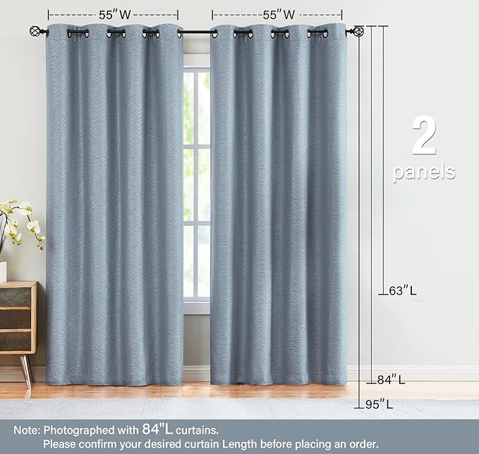 Treatmentex Linen Window Curtains Chevron 96-inch Long for Master Bedroom Blackout Linen Texture Drapes Embossed Thermal Insulated Curtains 2 Panels