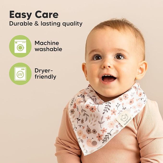 KeaBabies 8-Pack Organic Baby Bandana Bibs for Girls - Super Absorbent Triangle Baby Bibs for Drooling and Teething Infant, 100% Cotton Extra Soft for Newborn, Infant 0-36 Months (Bloom)