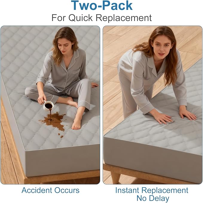 2Pack Waterproof Crib Sheets- Cotton 24X38 Fitted Crib Sheets Crib Mattress Protector Sheets,Soft Bed Sheets,Washable Little Bed Sheets,Neutral for Boy,Girl,Toddler (Gray, 24X38inch)