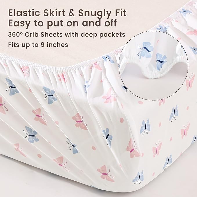 david's kids 3 Pack Bassinet Sheets, Ultra Soft Breathable Comfortable Baby Sheet Set for Boys Girls Neutral, Univeral Fit for Most Cradle and Bassinet Mattress, Floral & Butterfly