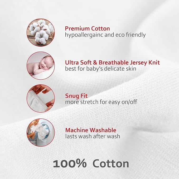 Cotton Changing Pad Cover White 2 Pack for Boys Girls, Changing Table Pad Cover Unisex Cradle Sheet Soft and Breathable 16" x 32" for Standard Baby Changing Pads, White