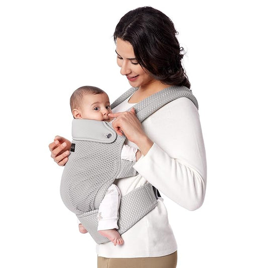 Momcozy Breathable Mesh Baby Carrier, Ergonomic and Lightweight Infant Carrier for 7-45lbs with Enhanced Lumbar Support, All Day Comfort for Hands-Free Parenting, Air Mesh-Grey