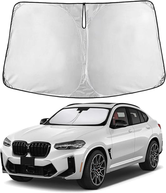 EcoNour Windshield Sun Shade Compatible for BMW X4 2019-2025 Front Window Sunshade Foldable Sun Visor UV & Heat Blocking Protection