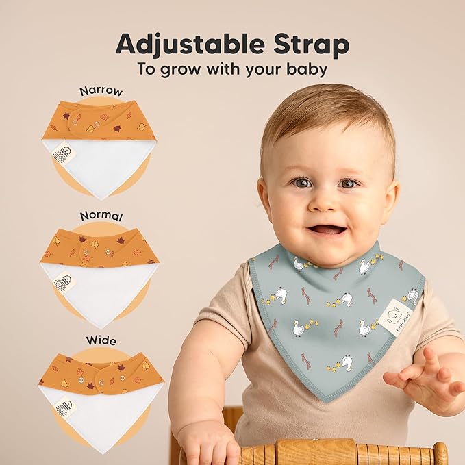 KeaBabies 8-Pack Organic Baby Bandana Bibs for Boys, Girls - Super Absorbent Triangle Baby Bibs for Drooling and Teething Infant, 100% Cotton Extra Soft for Newborn, Infant 0-36 Months (Countryside)