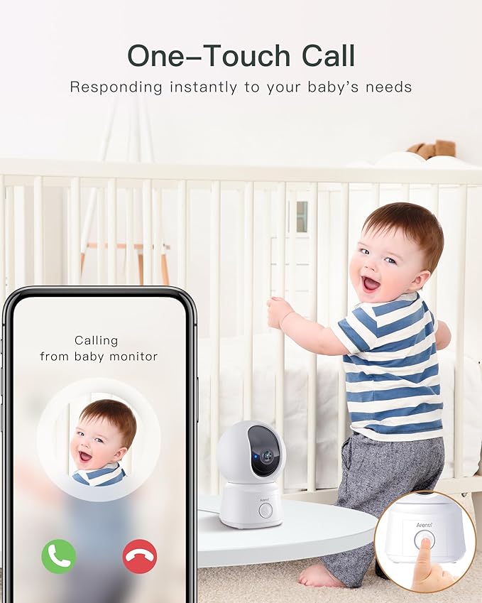 ARENTI WiFi Baby Camera Monitor, 5-inch Screen, Smartphone App, Motion Tracking, Timed Detection, Encrypted Connection, Super Night Vision, 2-Way Talk, Temp Sensor, Lullaby, Support Local Storage